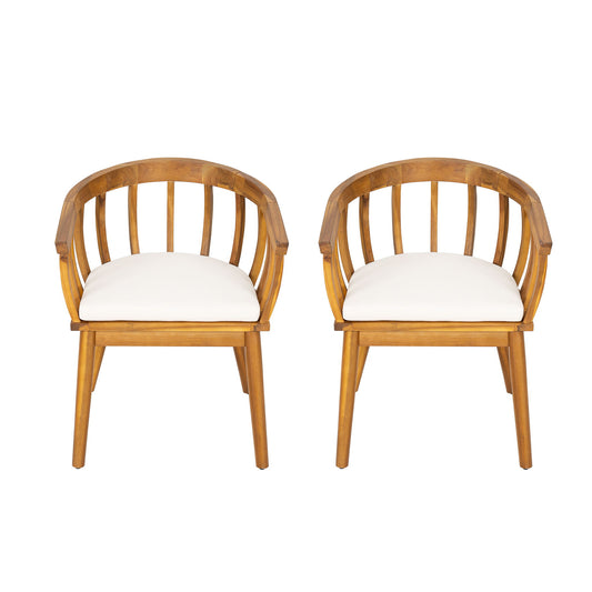 Klismos - Dining Armchair (Set of 2) - Teak / Beige
