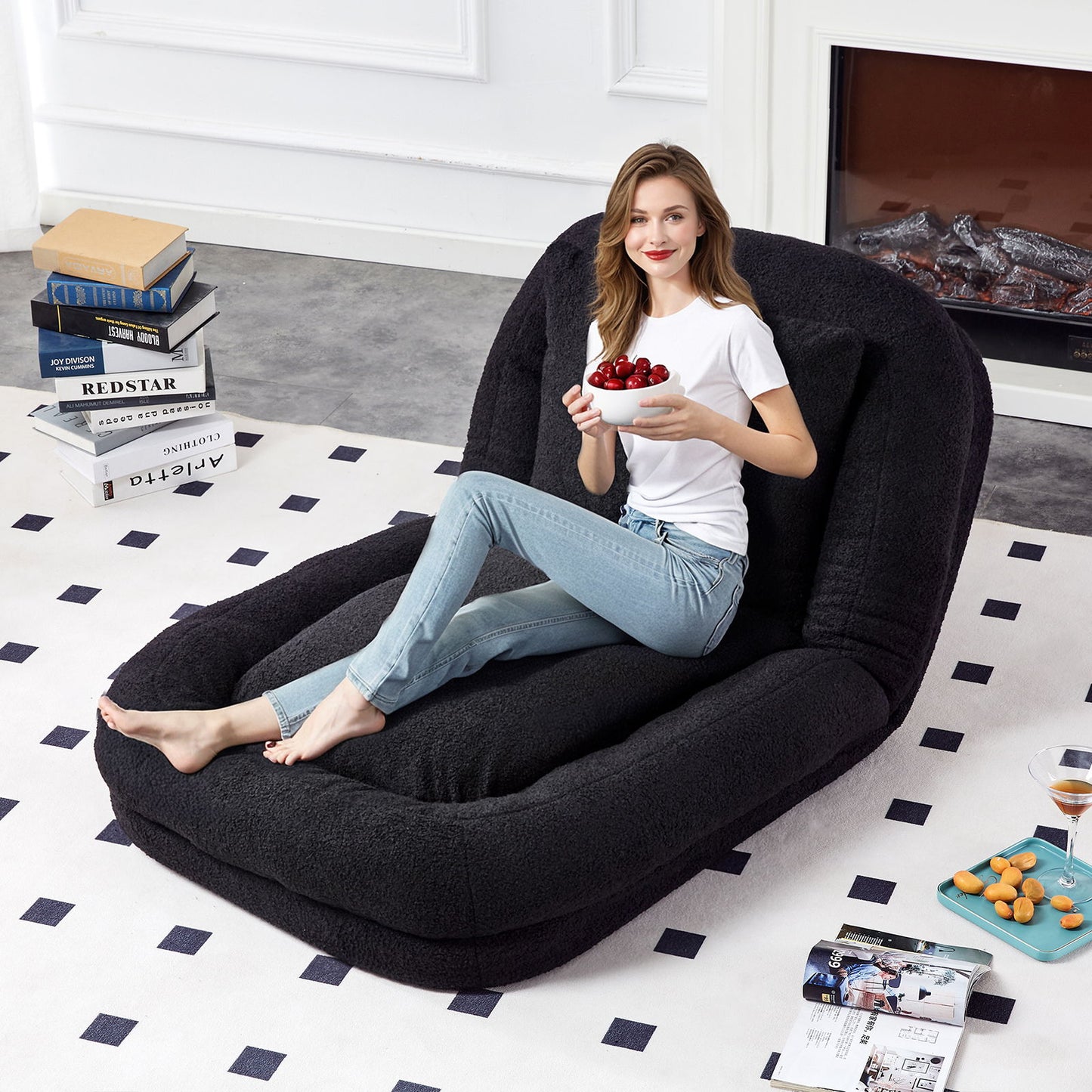 Contemporary Folding Sofa Chair With 5 Adjustable Positions For Gaming, Meditation, And Relaxation