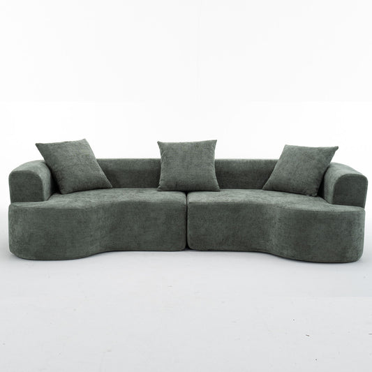 Modern Style Ultra Smooth Curved Sofa With 3 Pillows