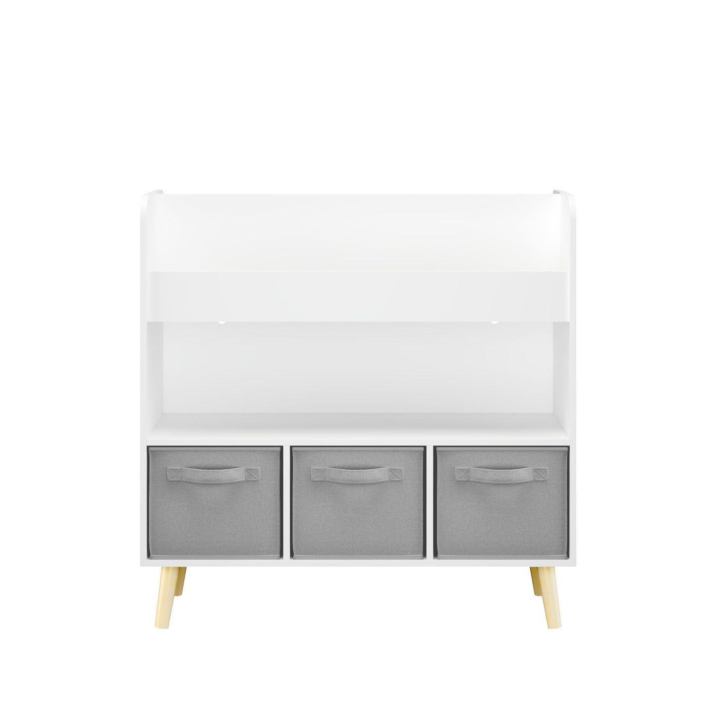 Bookshelf With 3 Bins, Storage Shelf For Toys And Books