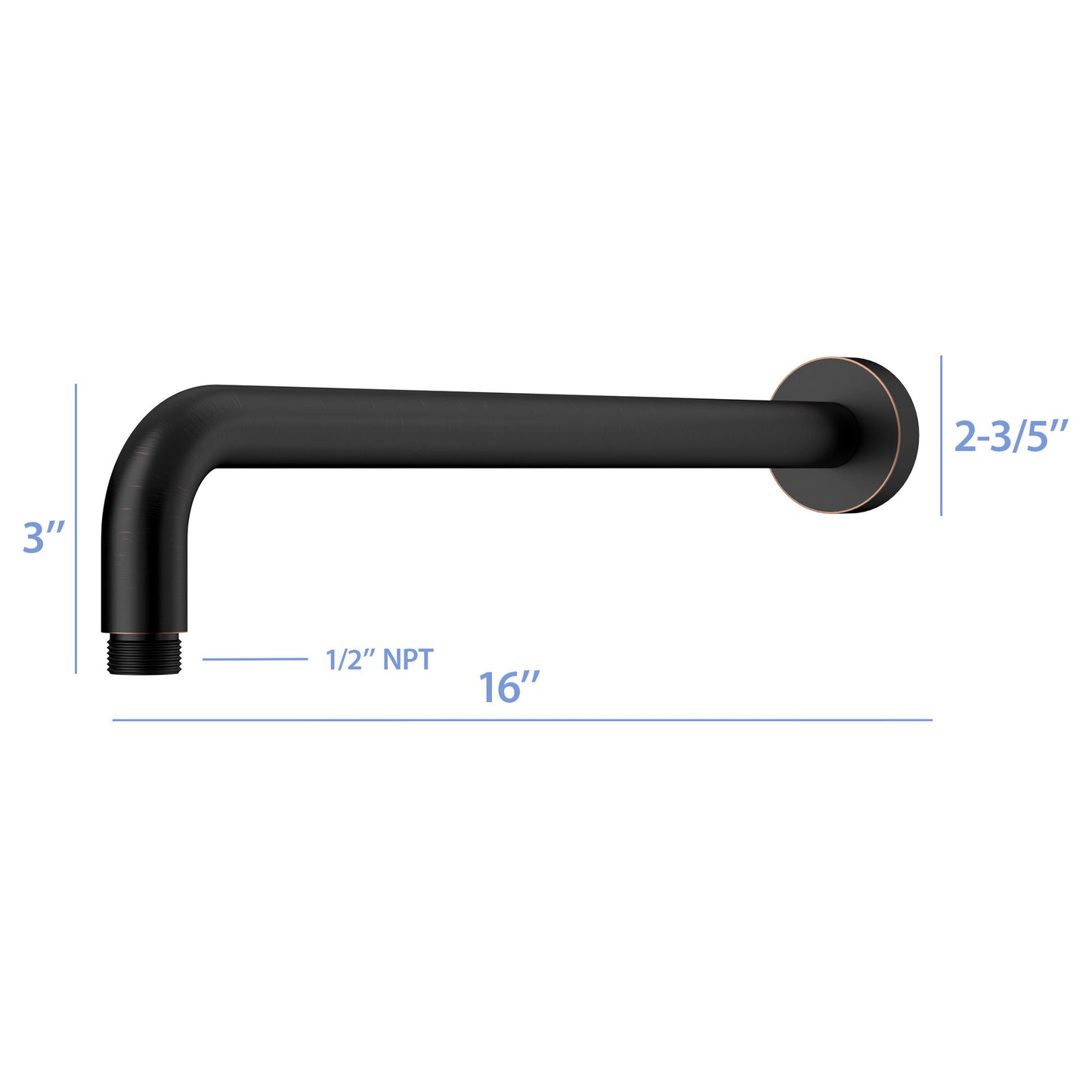 Oil Rubbed Bronze 16" Shower Arm With Flange, Stainless Steel, For Rain Shower Heads - Oil-Rubbed Bronze