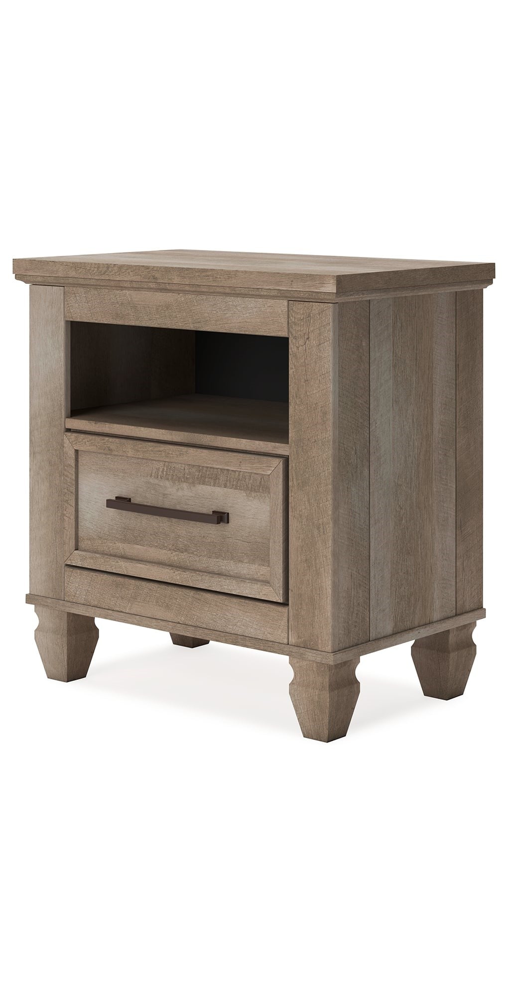 Rustic Farmhouse 1-Drawer Nightstand with Open Shelf