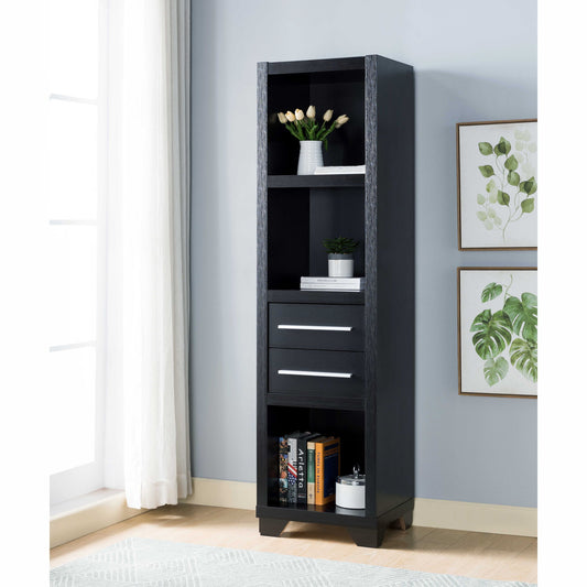 Media Pier, Bookcase Display With 2 Drawers, Open Storage Compartments