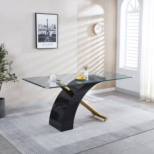 Stylish Dining Room Table, Luxury Glass Top Dining Table, Modern Design For Your House - Black