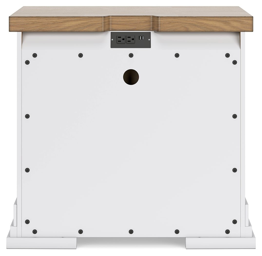 Farmhouse Two-Tone 3-Drawer Nightstand with Outlets and USB Charging