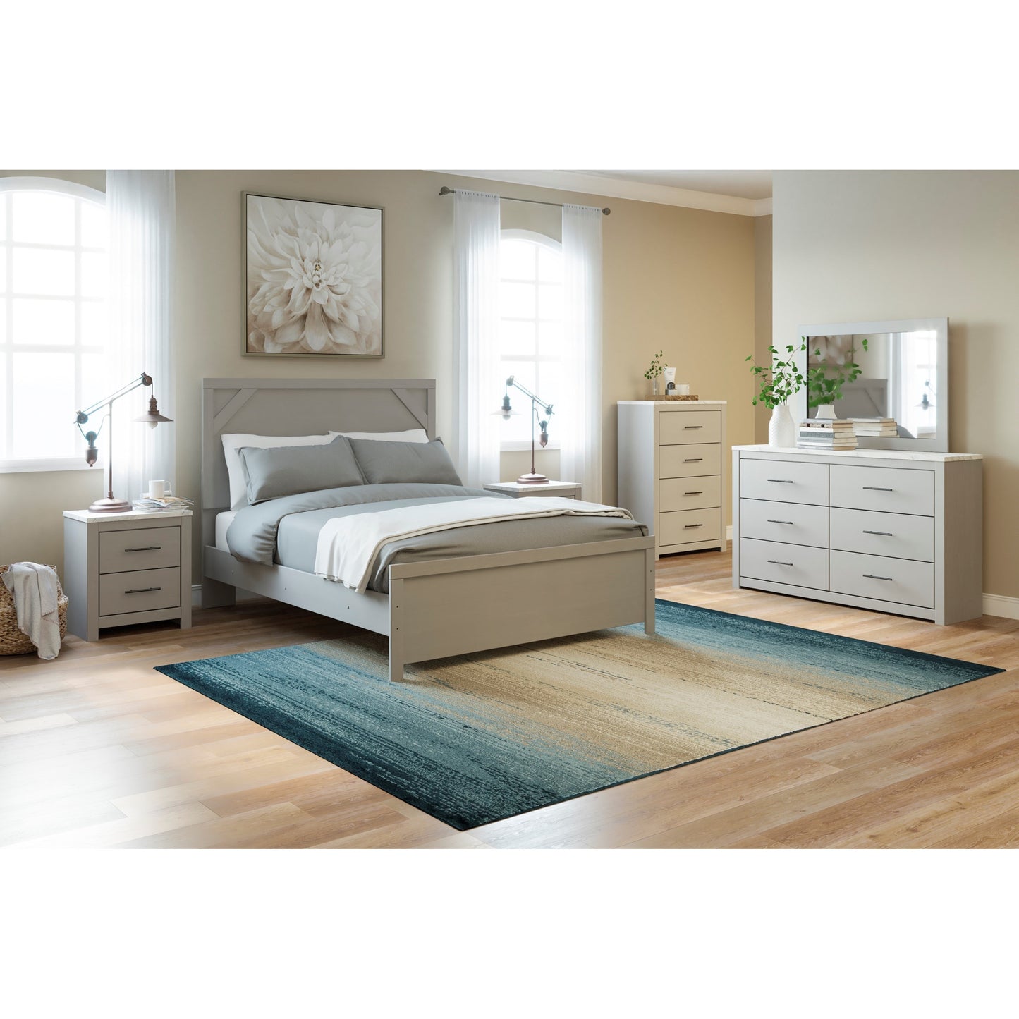 Gray Finish Queen Panel Bed