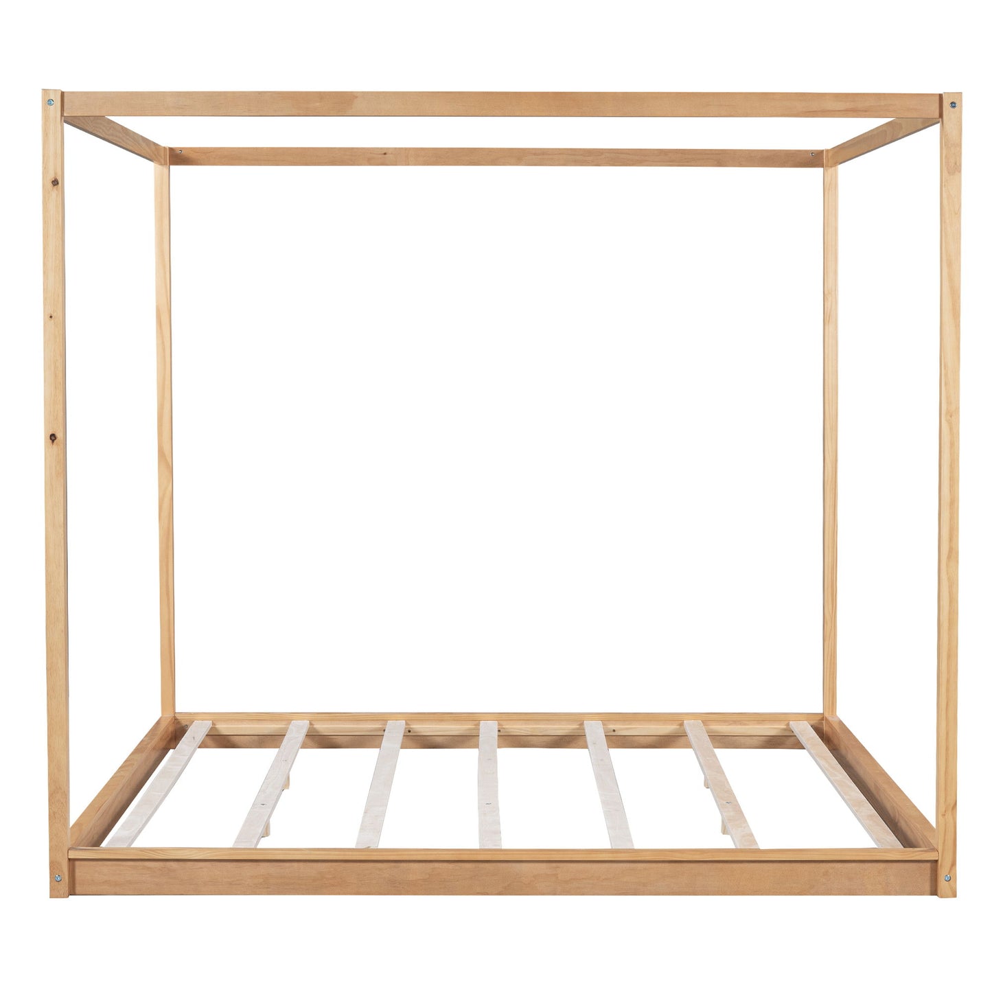 Wood Canopy Platform Bed With Support Legs And Airflow Slats