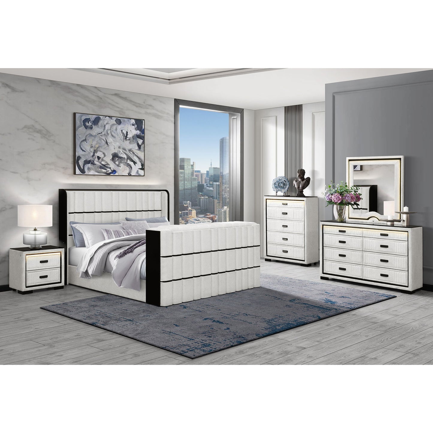 Isaiah - Bed With TV Lift-LED Speakers And Fireplace