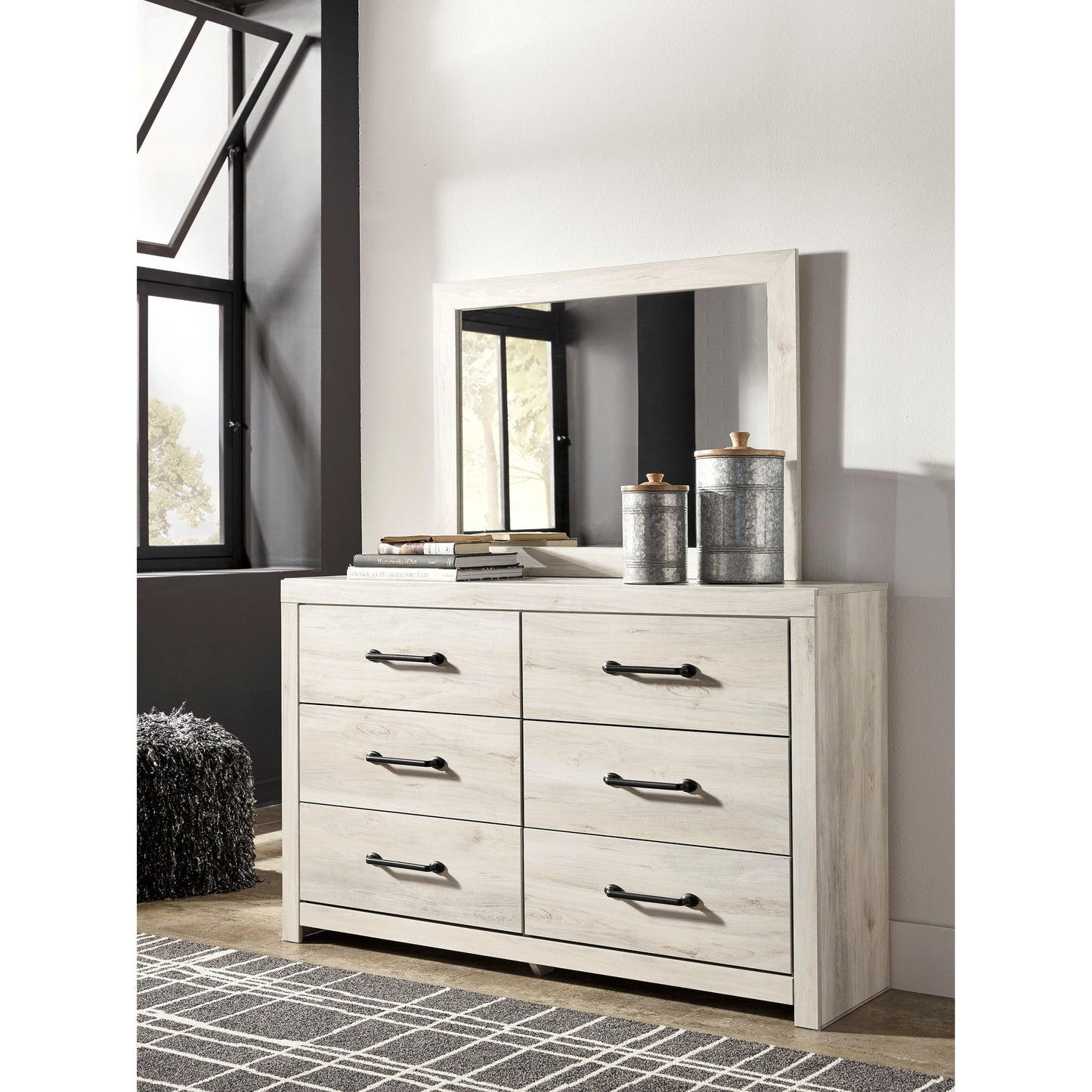 Rustic 6-Drawer Dresser and Mirror Set