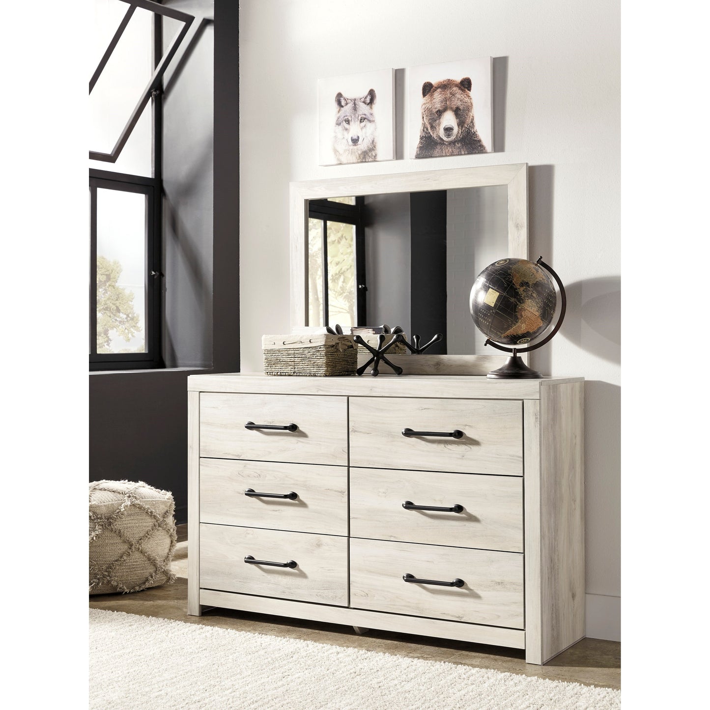 Rustic 6-Drawer Dresser and Mirror Set