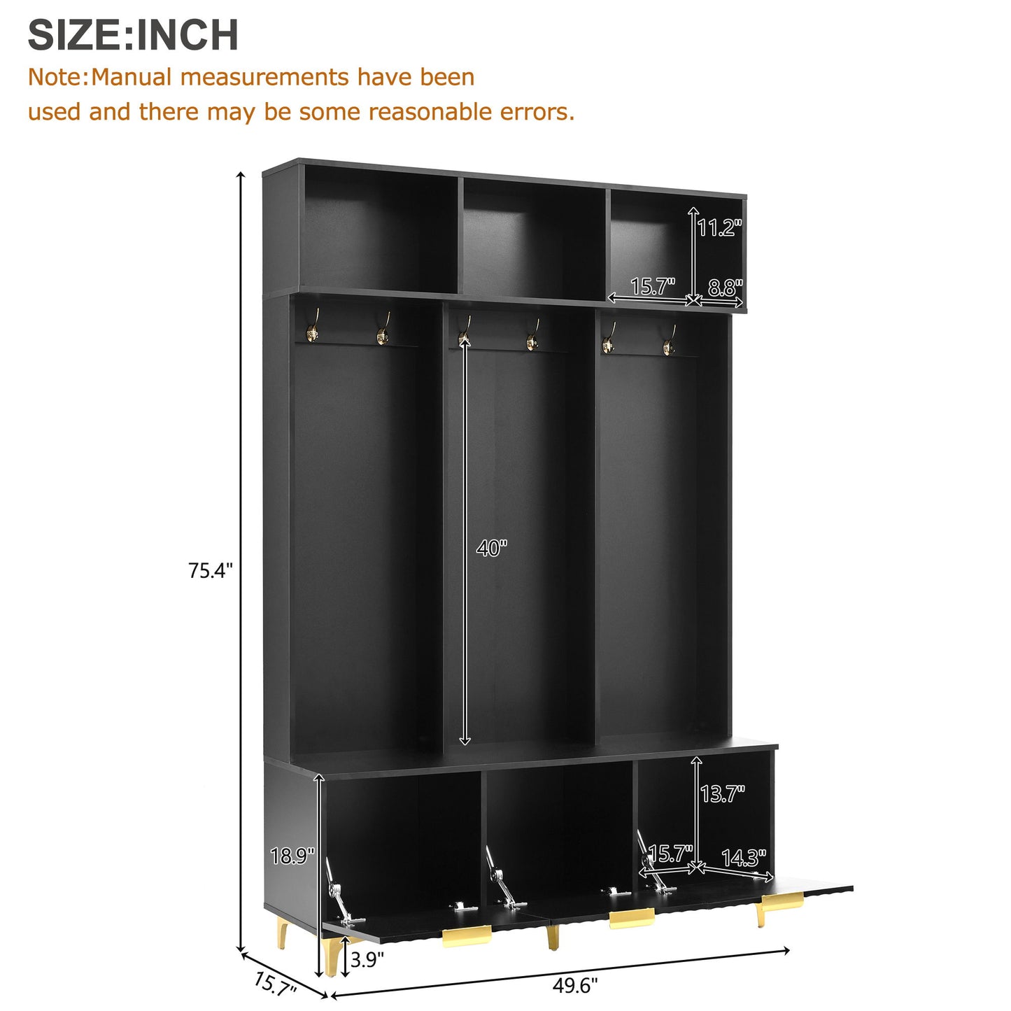 Modern Large Storage Hall Tree With Bench, 6 Hooks