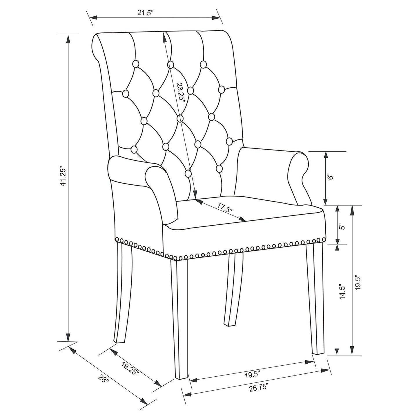Vaughn - Upholstered Dining Chair With Tapered Legs And Nailhead Trim - Beige