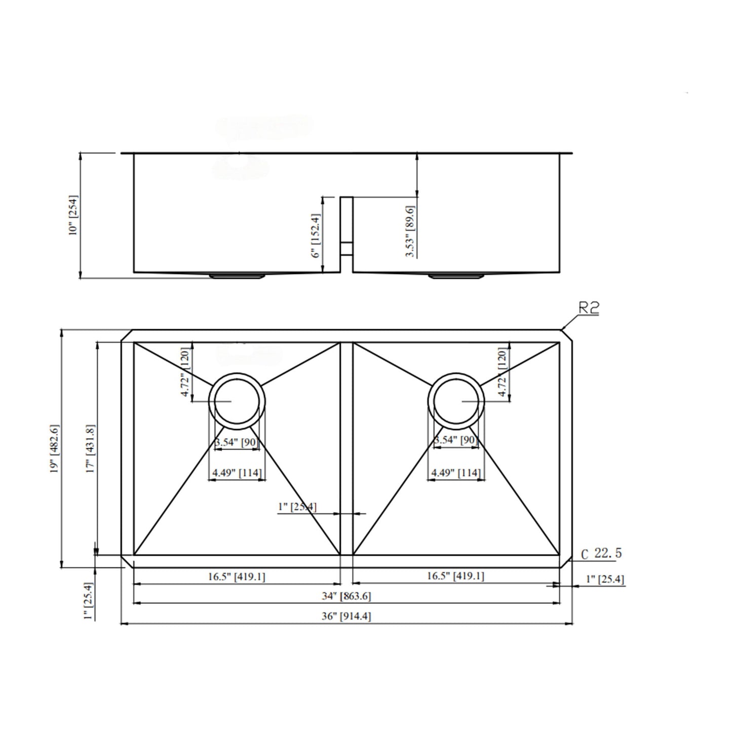 Modern Double Bowl Undermount Sink Design With 10" Deep Basins