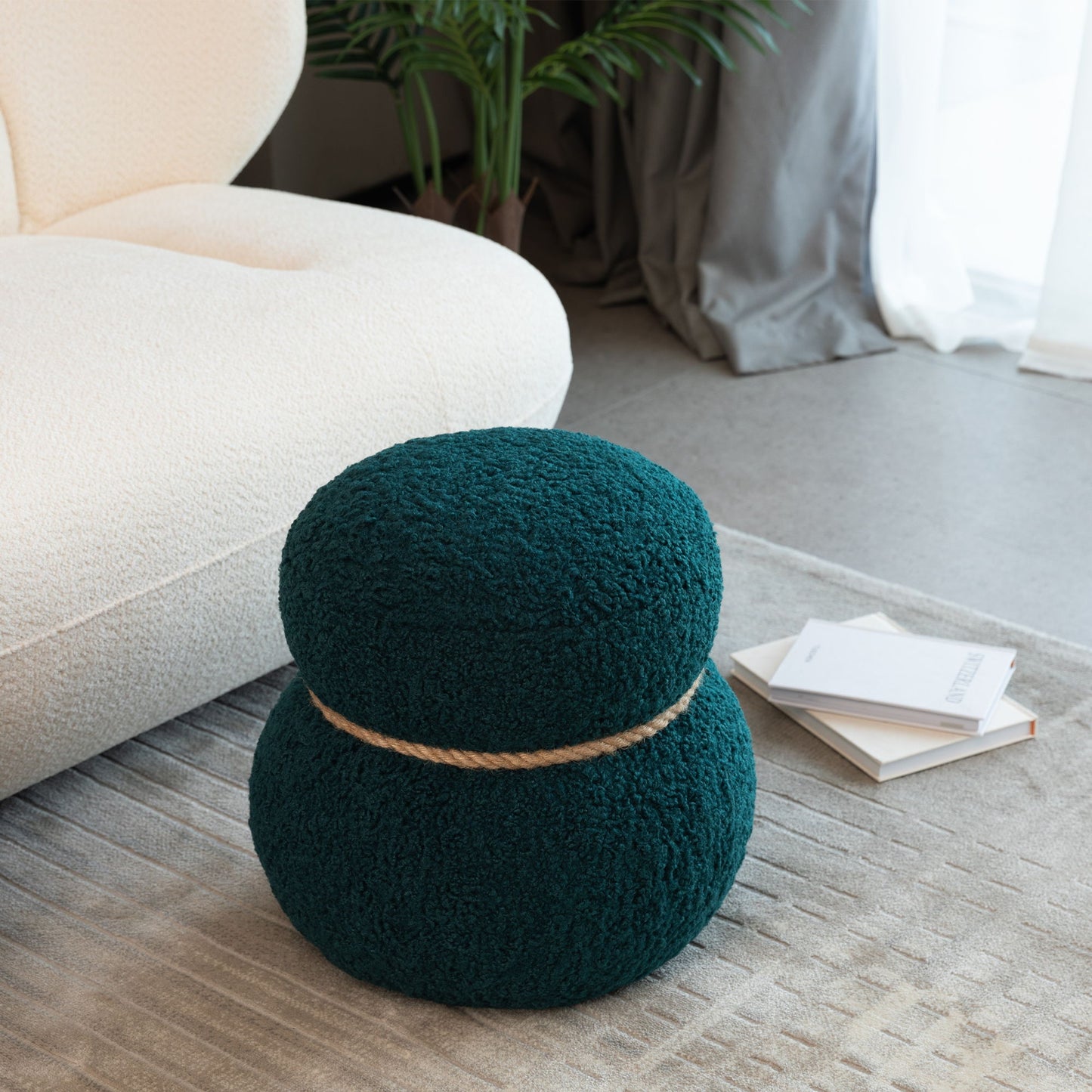 Snowman Stool With Cushion And Solid Wood Frame