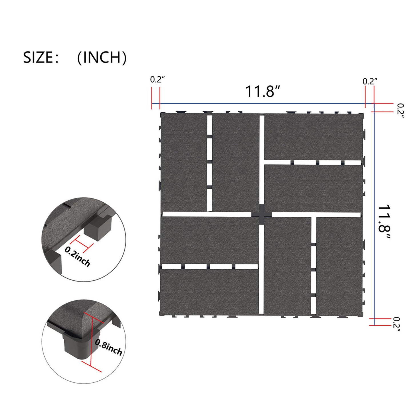 Plastic Interlocking Deck Tiles Patio Deck Tiles Waterproof Outdoor Use