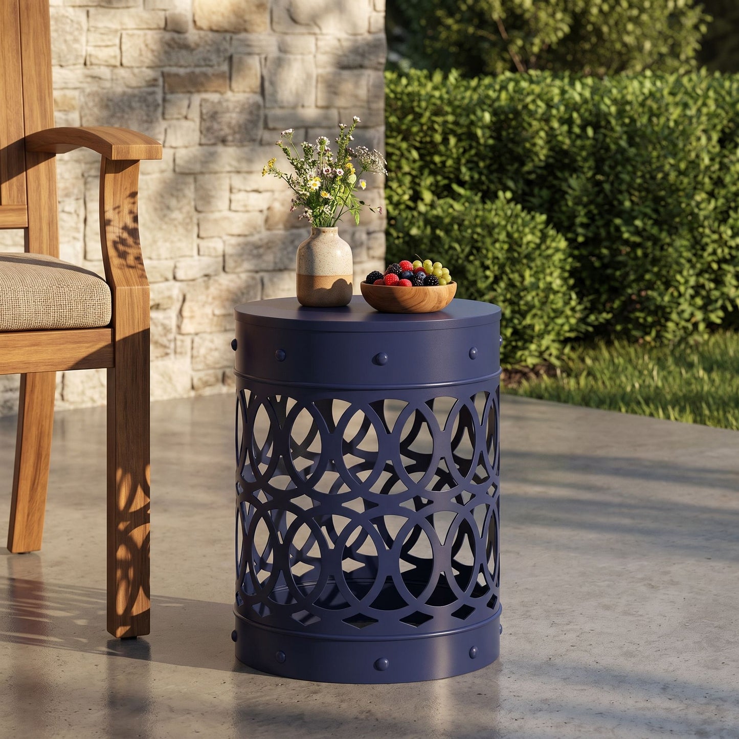 Outdoor Metal Large End Table, Modern Design