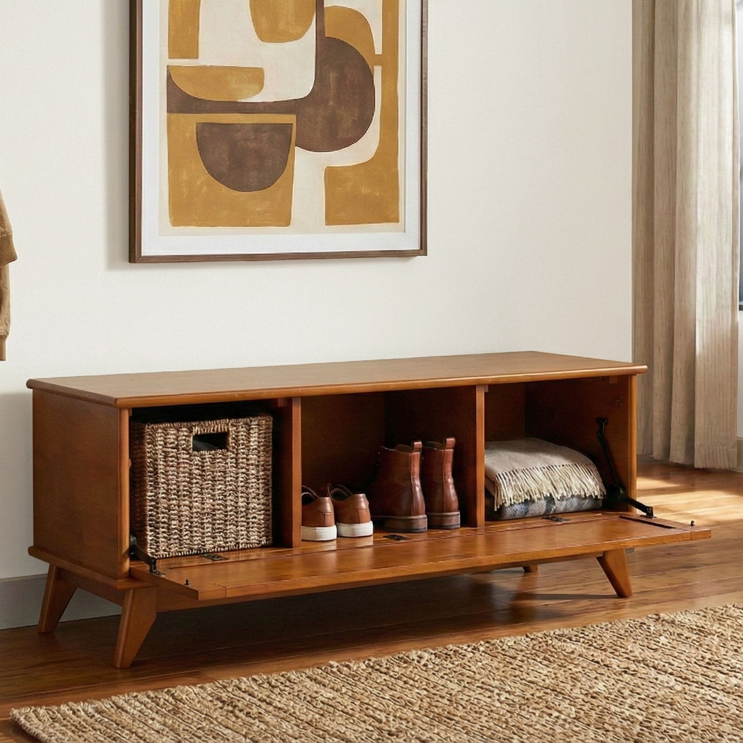 Draper - Flip Down Storage Bench - Teak