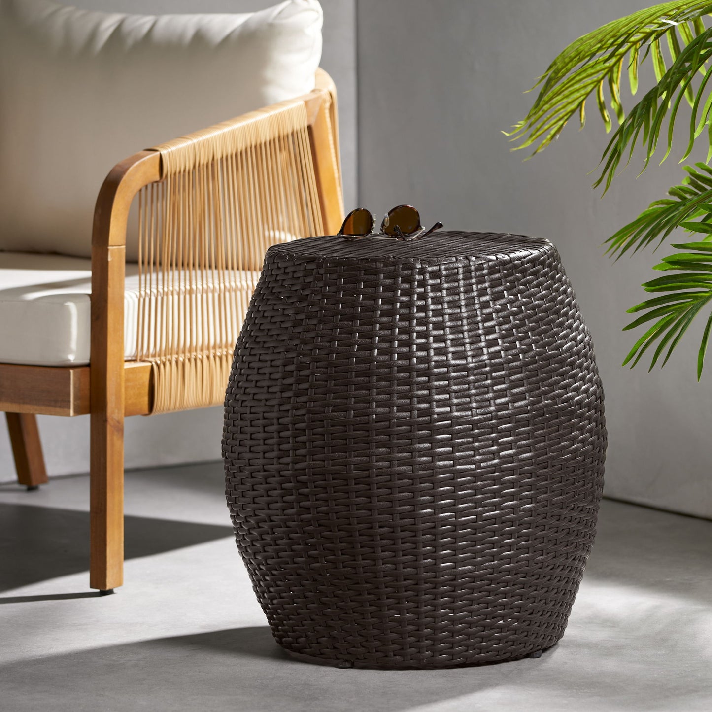 Outdoor Wicker Patio Side Table