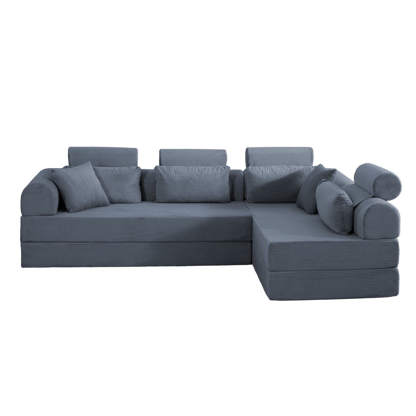 Modern L-Shape Modular Sectional Sofa, Compressed Design