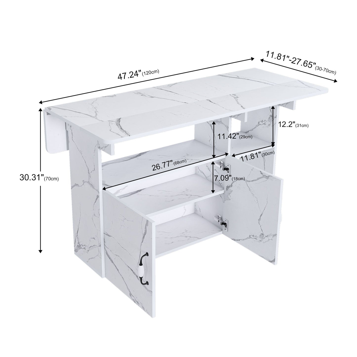 Multi Functional Folding Table With Storage Shelves And Wheels