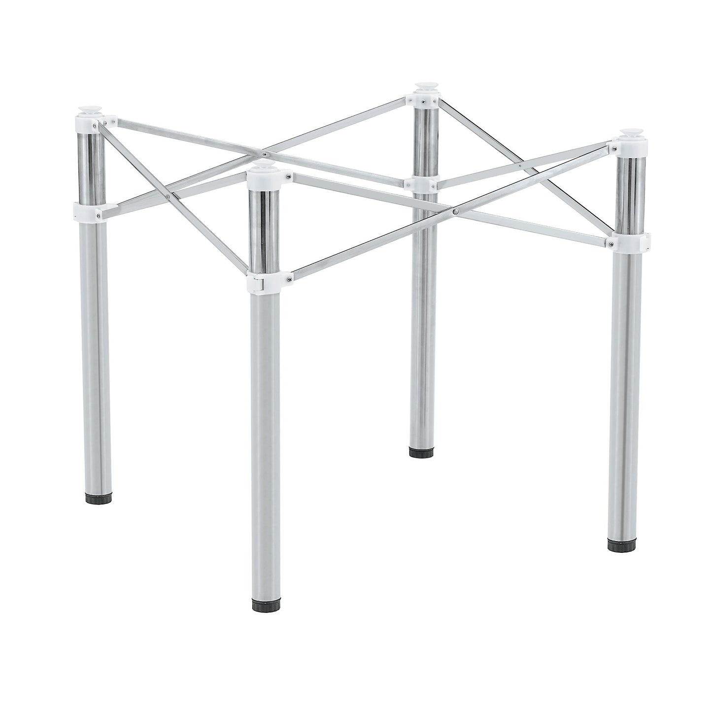 Simple Silver Stainless Steel Folding Table Frame Multifunctional Space Saving Design.Separate Folding Table Legs That Can Be Paired With Various Sizes And Styles Of Tabletops - Silver