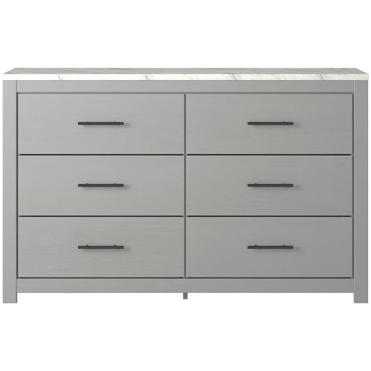 Gray Finish Dresser with Faux Marble Top