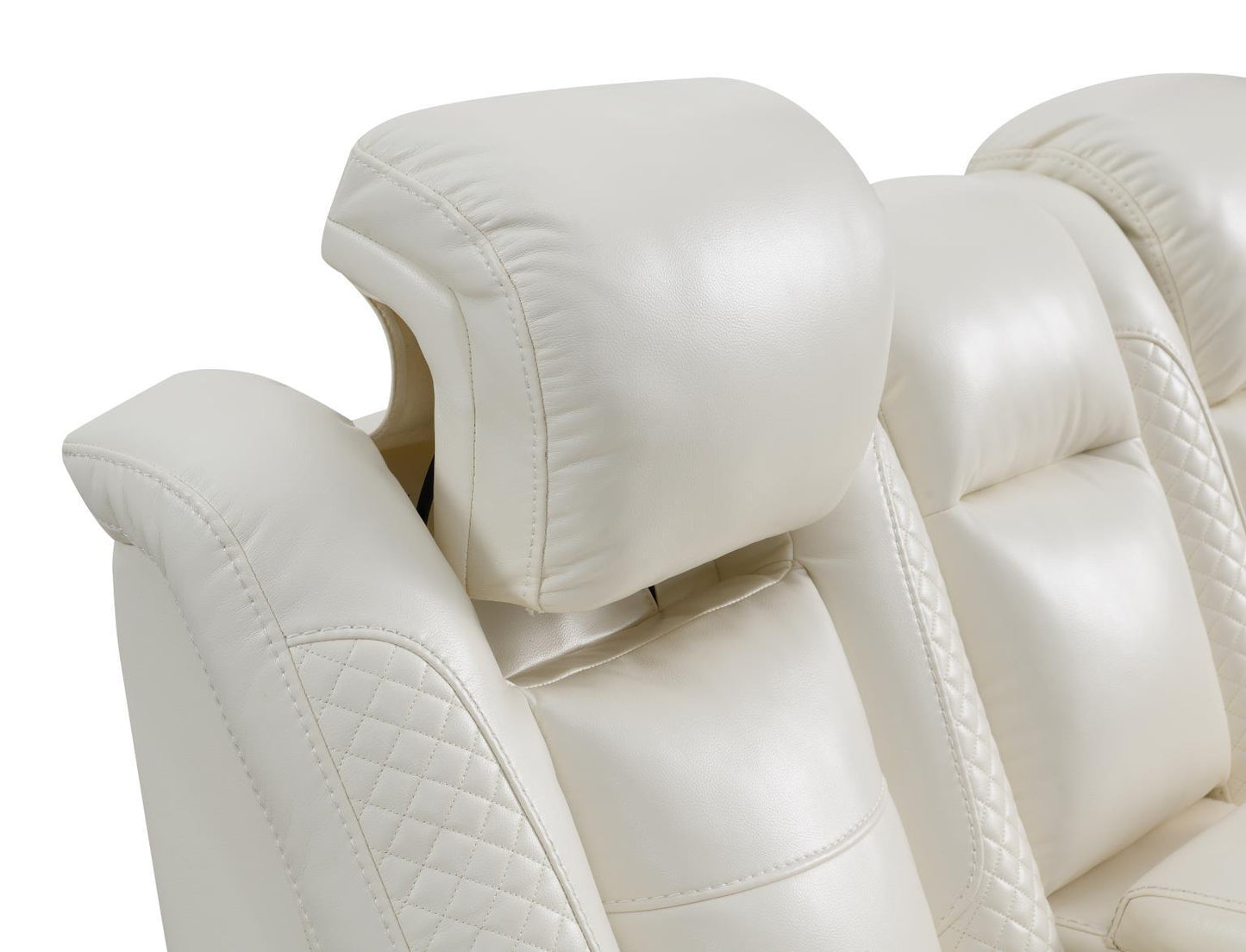 U94 - LED Power Reclining With Power Headrest, And Drop Down Table Sofa - White