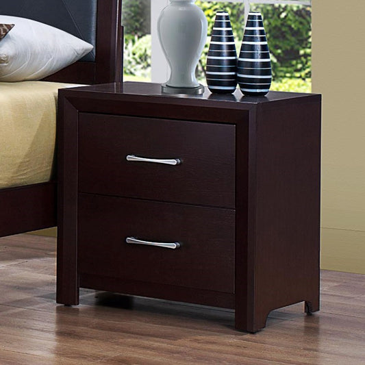 Contemporary 2-Drawer Nightstand with Polished Nickel Hardware