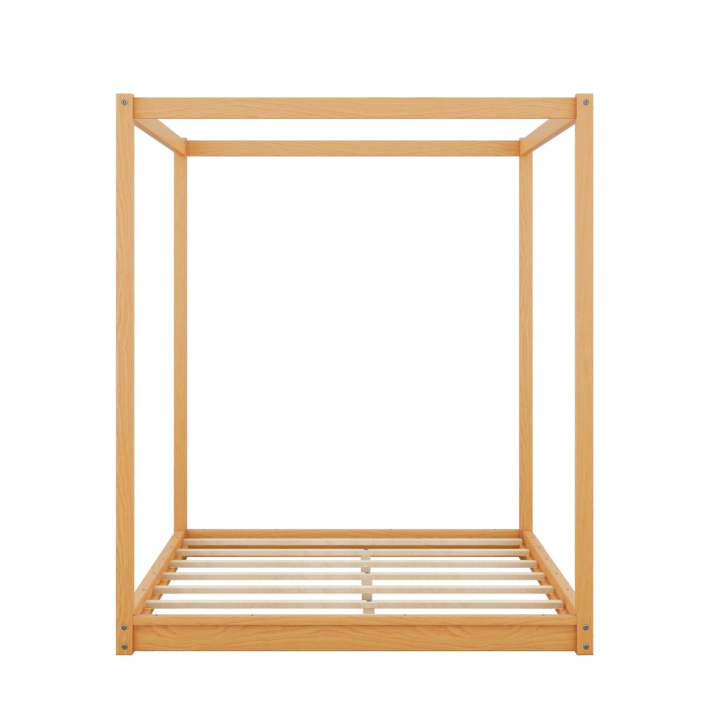 Wood Canopy Platform Bed With Support Legs And Airflow Slats