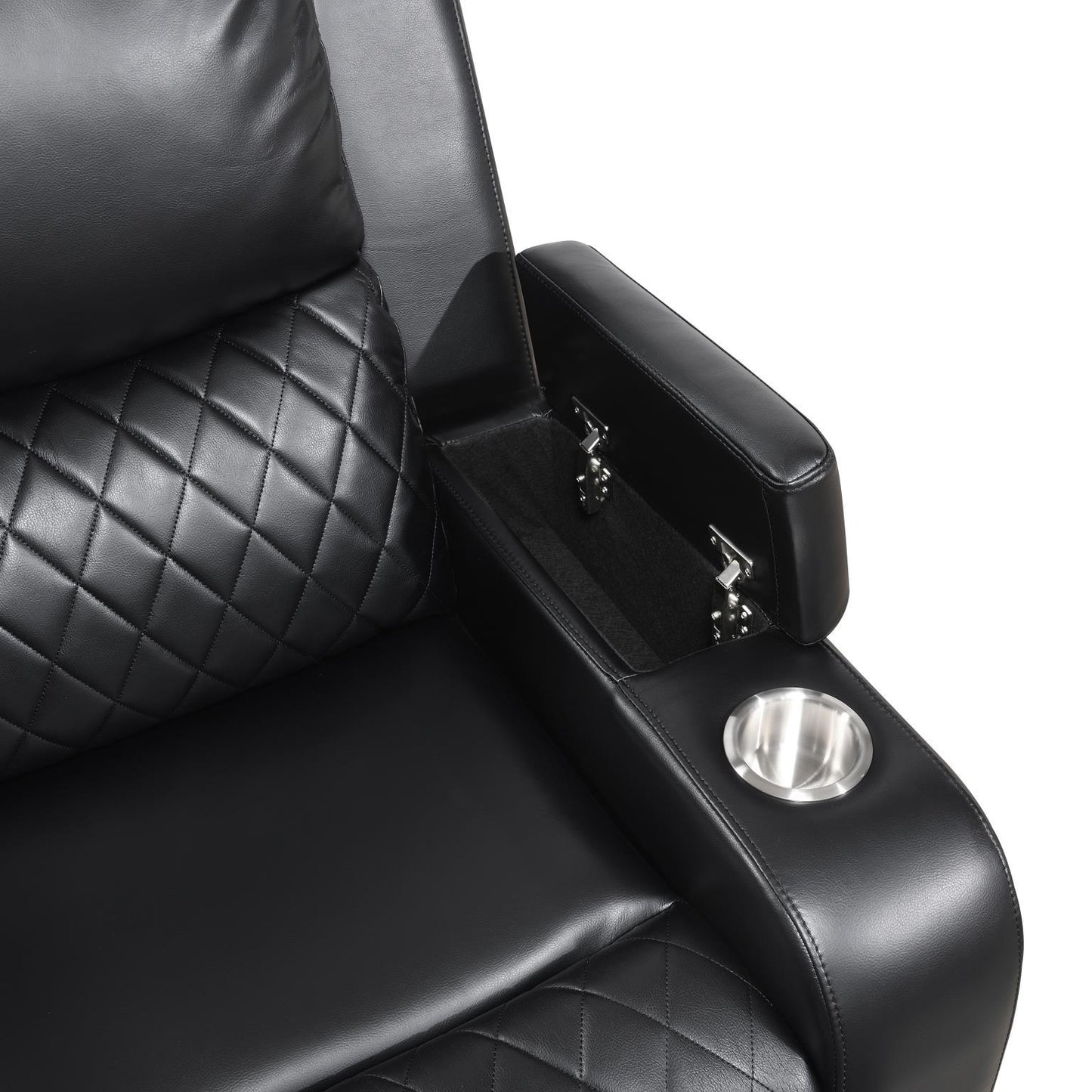 U126 - LED Motion Sofa With Dropdown Table - Black