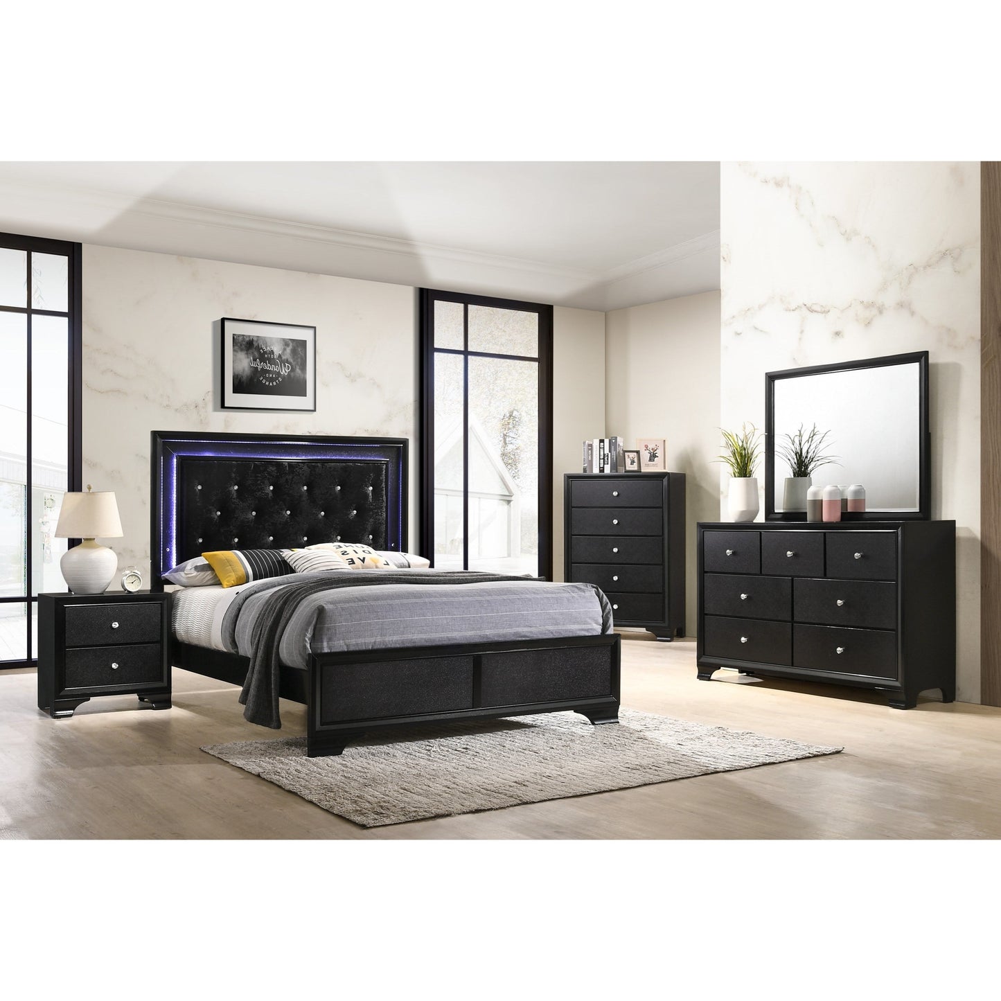 Glam Rectangular Beveled Dresser Mirror