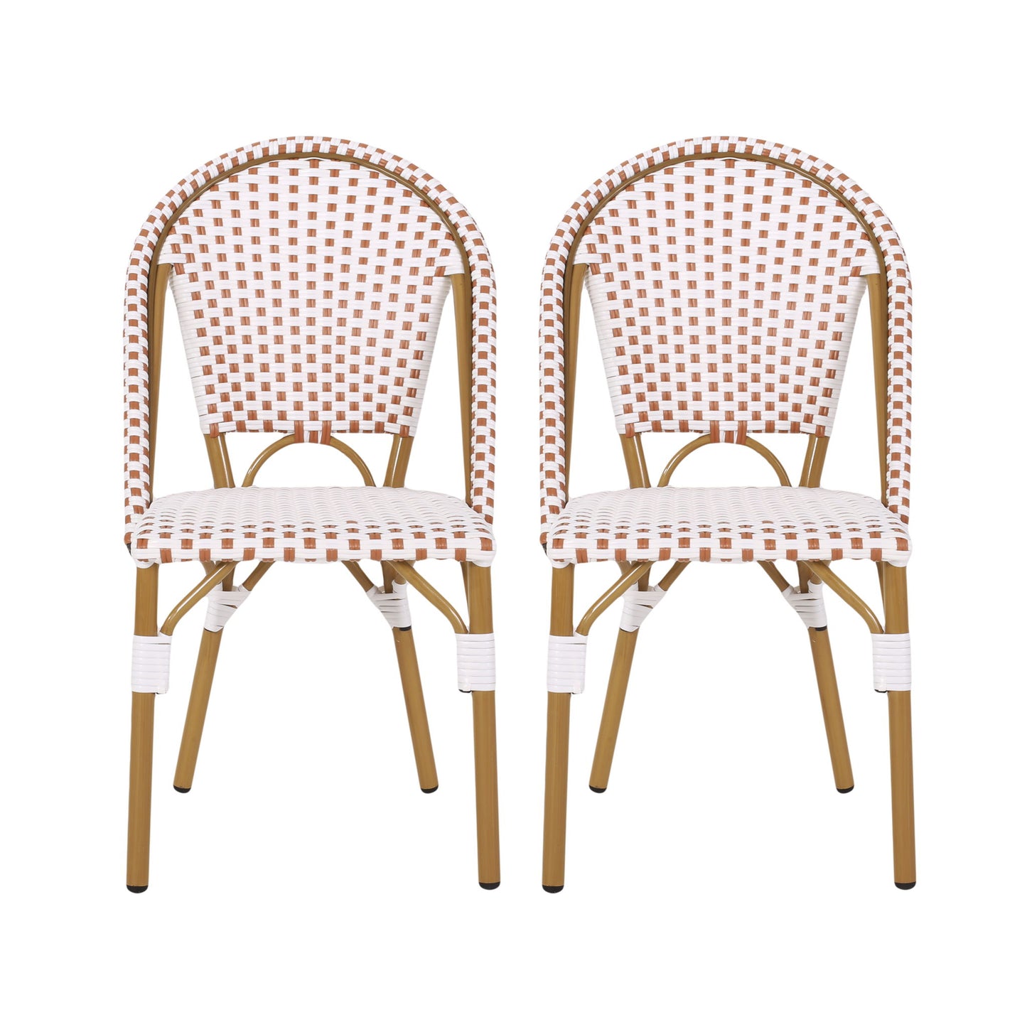 Outdoor Rattan And Aluminum French Bistro Chairs Set