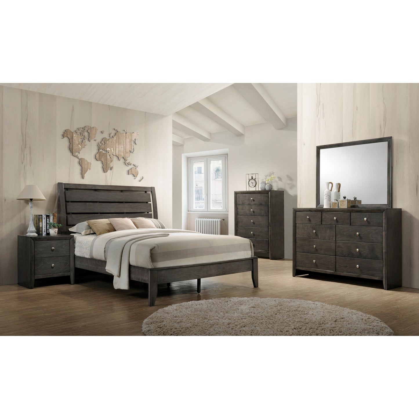 Queen Bed with Headboard Cutouts