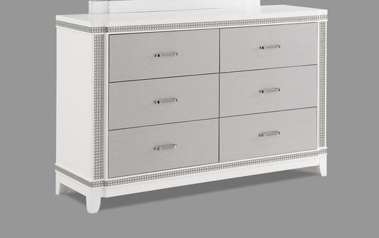 Glam 6-Drawer Dresser with Rhinestone Accents