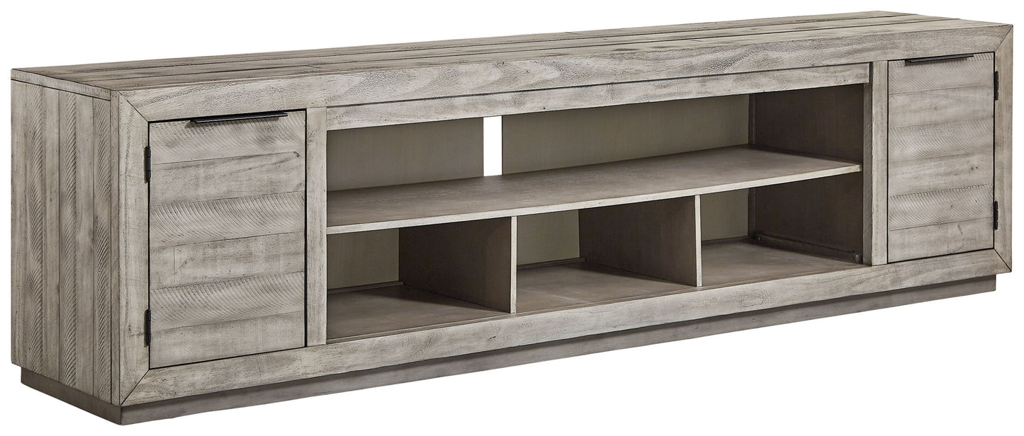 Naydell - XL TV Stand w/Fireplace Option - Gray