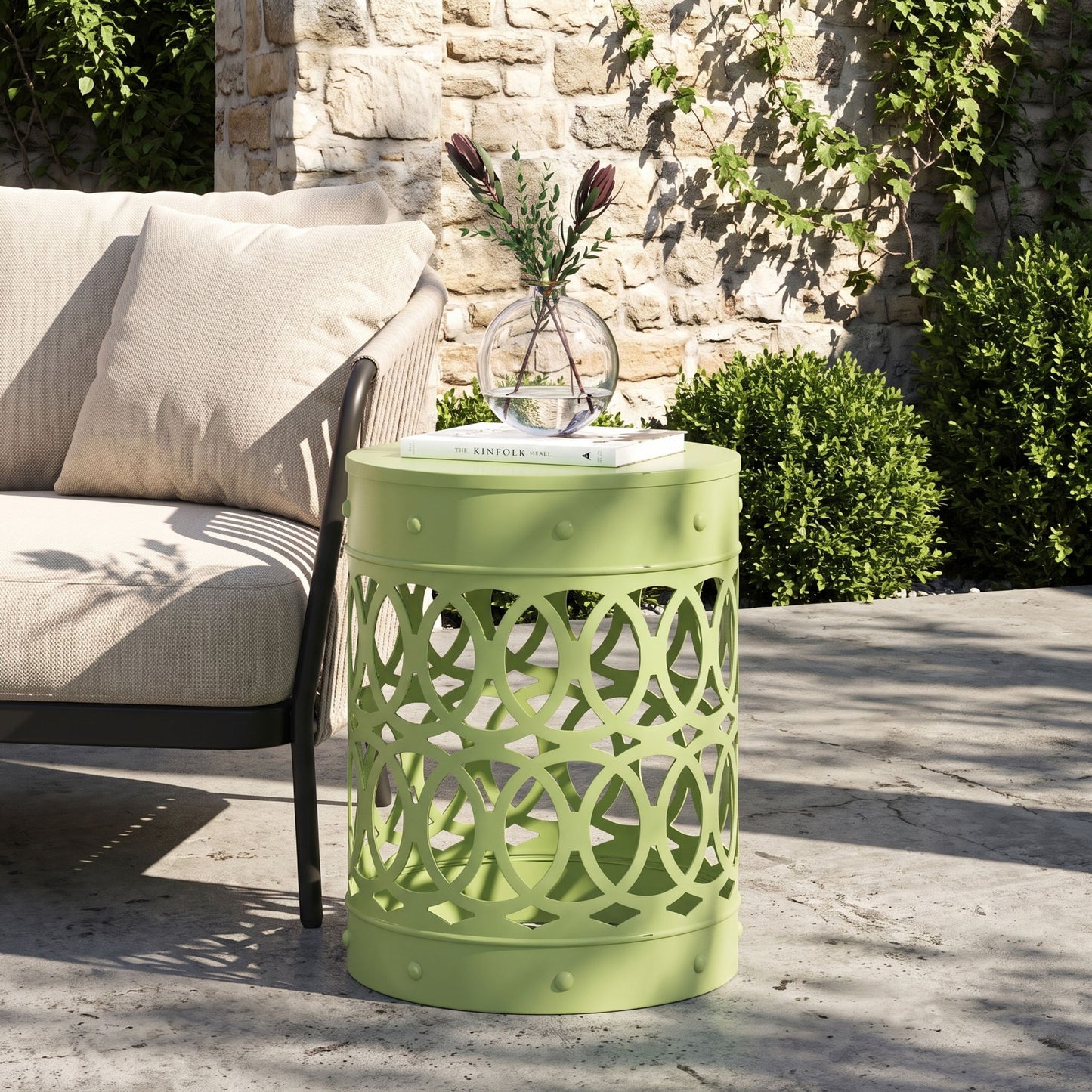Outdoor Metal Large End Table, Modern Design