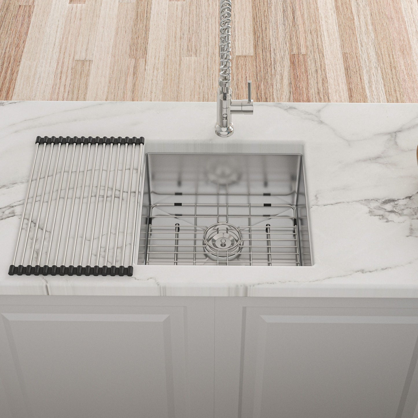 Modern Undermount Stainless Steel Kitchen Sink 16 Gauge, Deep Single Bowl