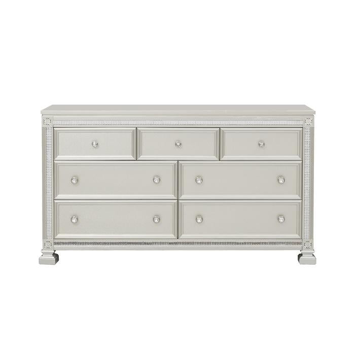 Glam 7 Drawer Dresser with Intricate Inlay