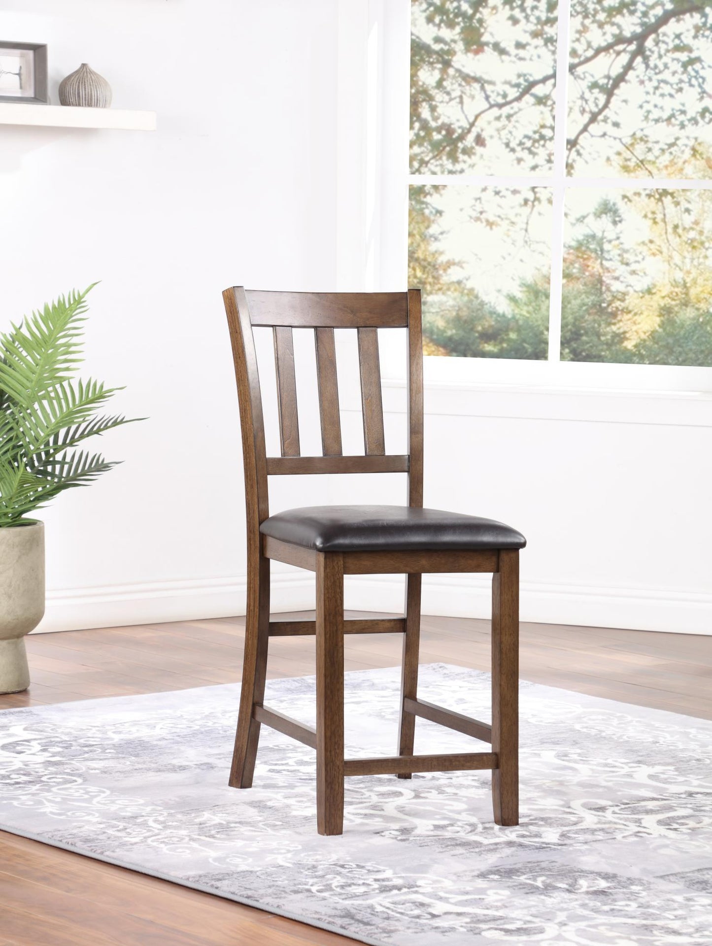 D230 - 5 Piece Dining Room Set (Counter Table With 4 Chairs) - Walnut