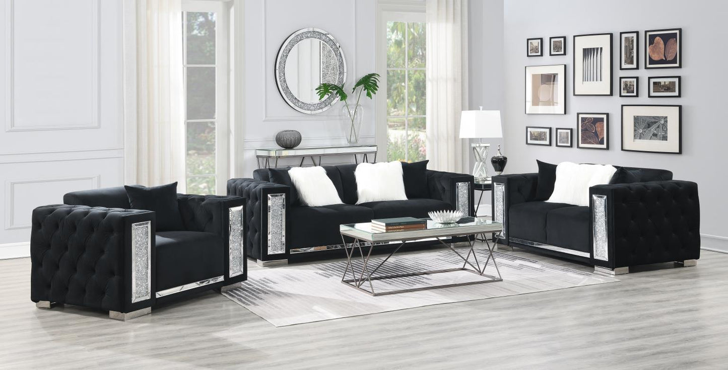 U249 - Velvet Sofa - Black
