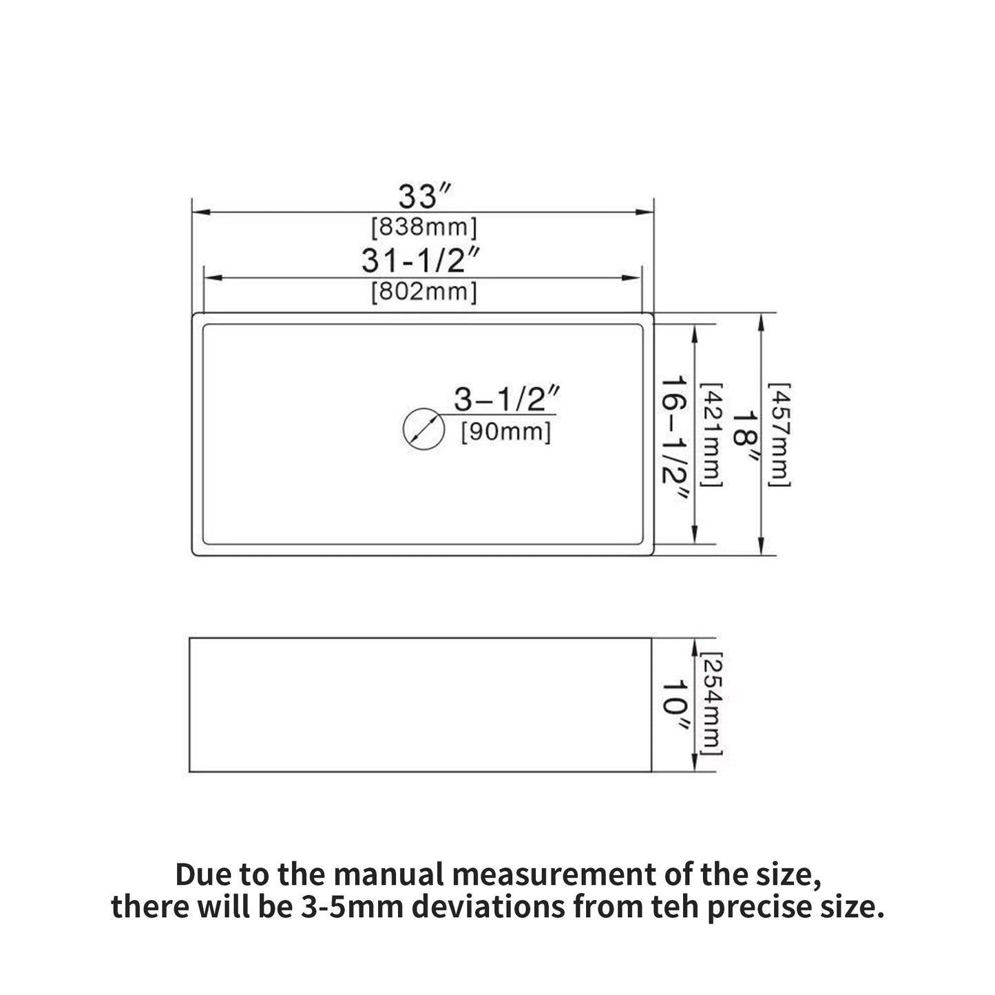 33" Undermount Sink With Apron Front, Single Bowl, Grid - White