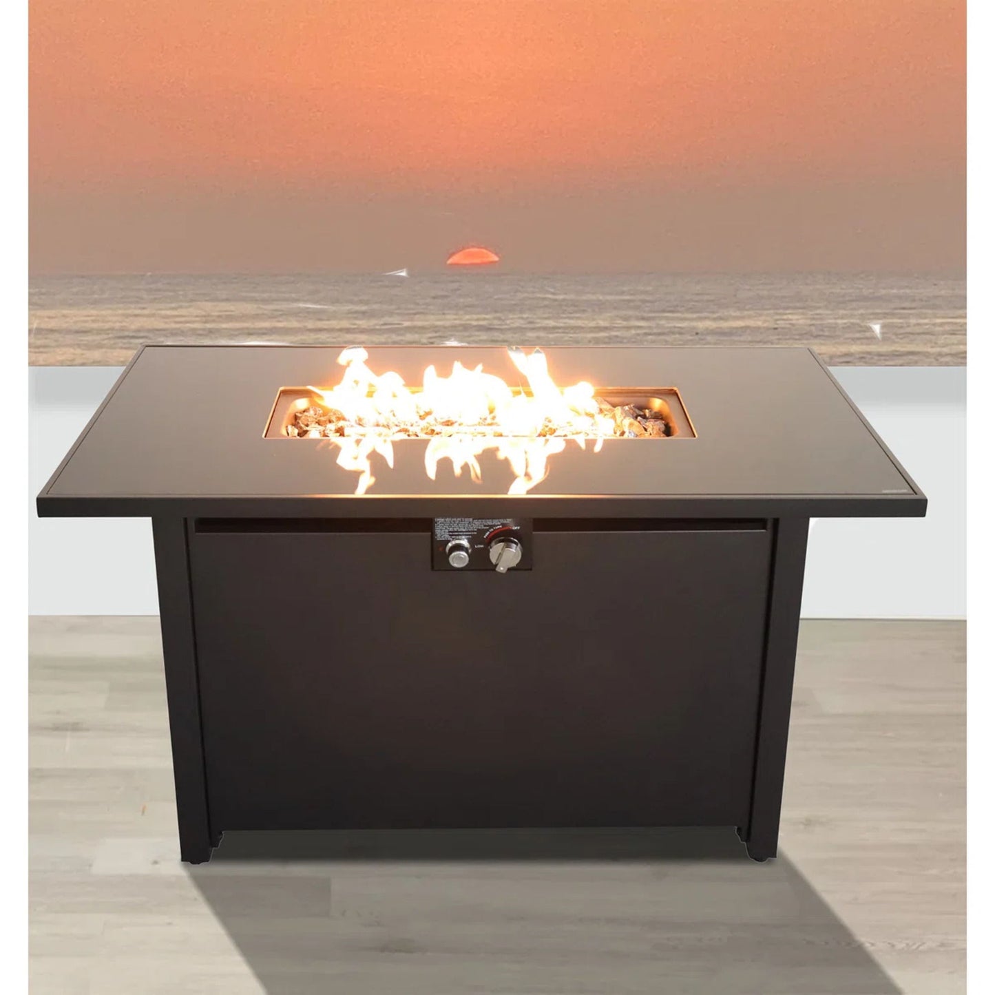 Rectangle Fire Pit, Fuel Versatility - Black