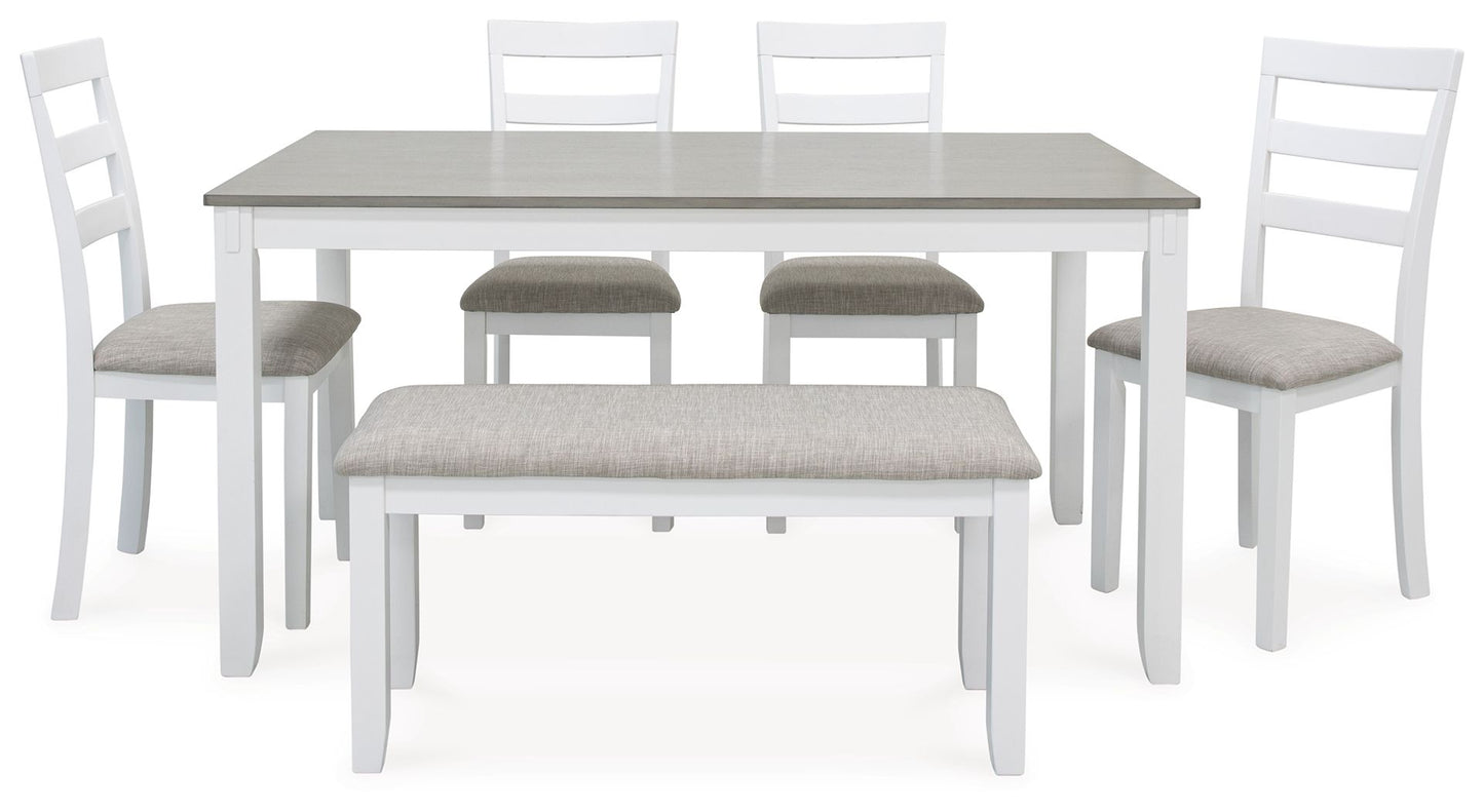 Stonehollow - Rectangular Drm Table Set (Set of 6) - White / Gray