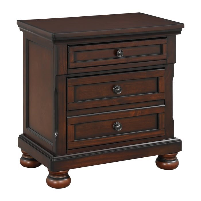 Transitional 3 Drawer Nightstand with Hidden Storage