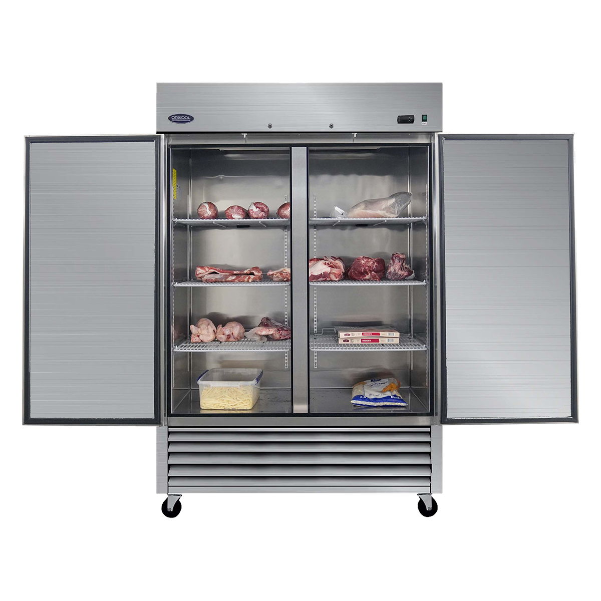54" Commercial Freezer 49 Cu.Ft With 2 Solid Door Reach-In Freezers Stainless Steel Etl Approved Upright Freeze Storage - Silver