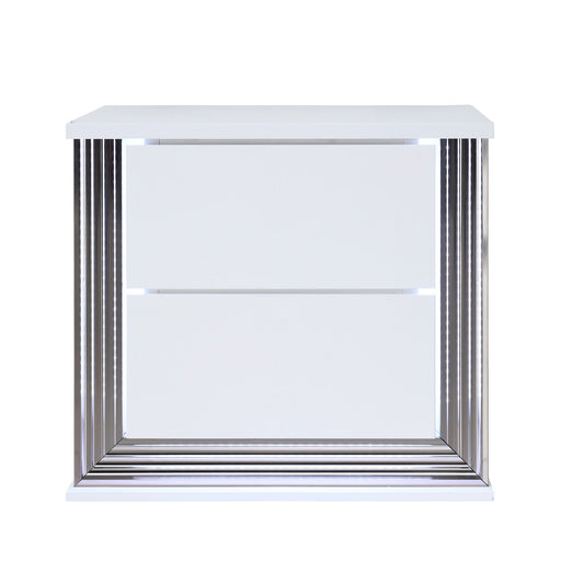 Moon - Smooth Nightstand With LED - White