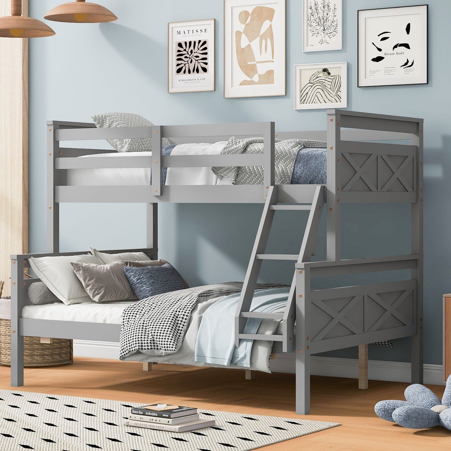 Bunk Bed With Ladder And Safety Guardrail
