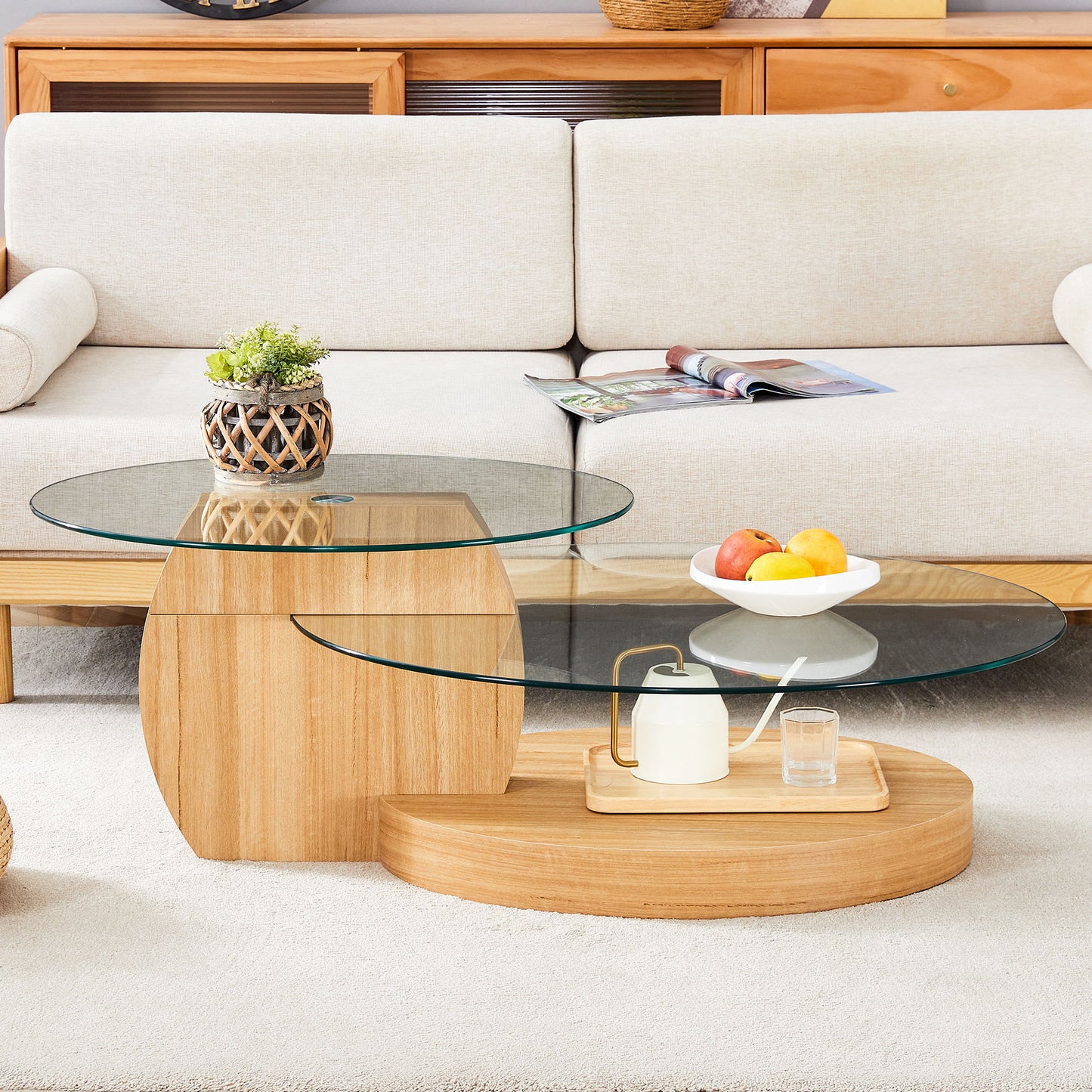 Contemporary Artistic Double Layer Coffee Table