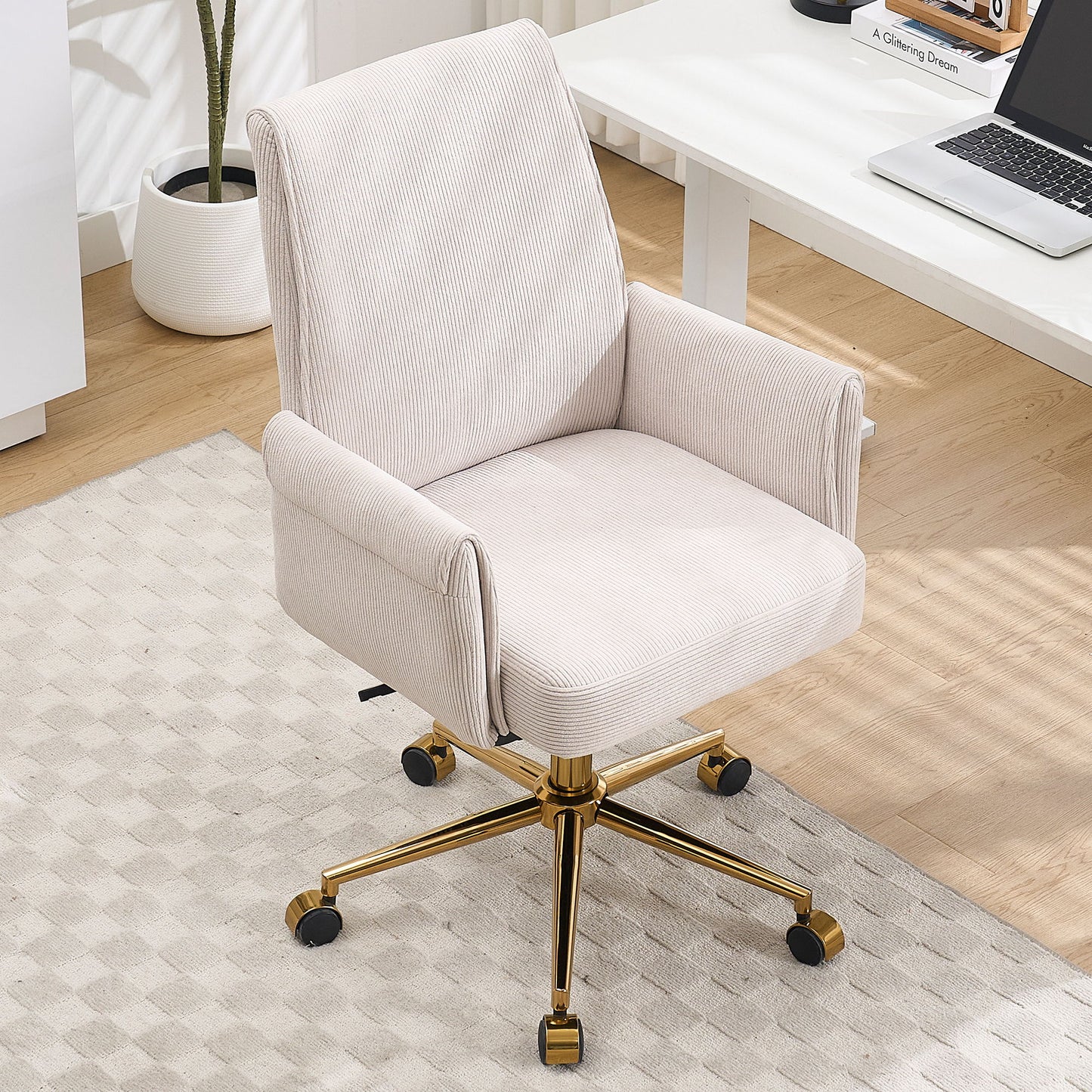 Ergonomic Mid-Back Office Chair With Gold Base