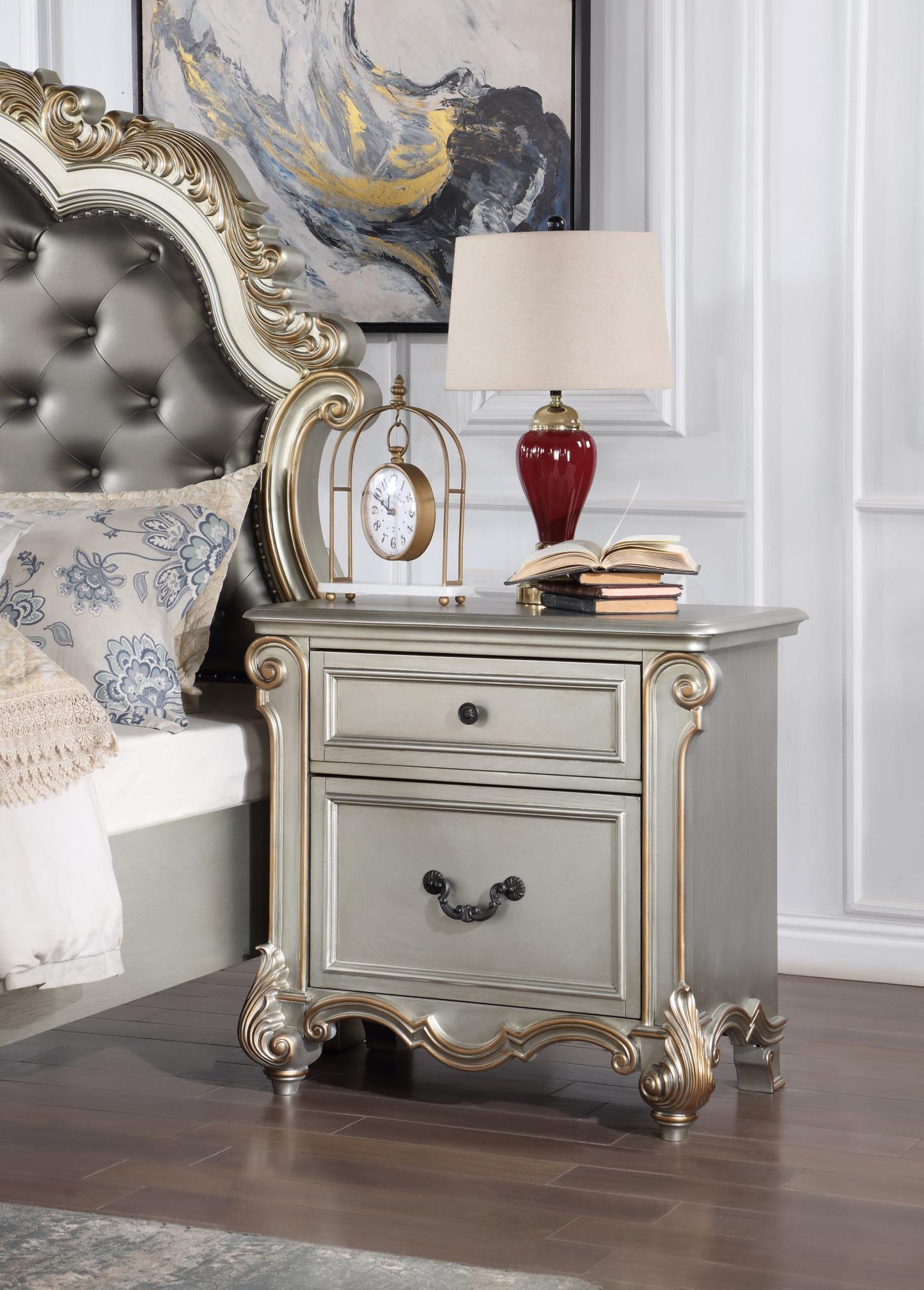 B060 - Nightstand - Antique Platinum